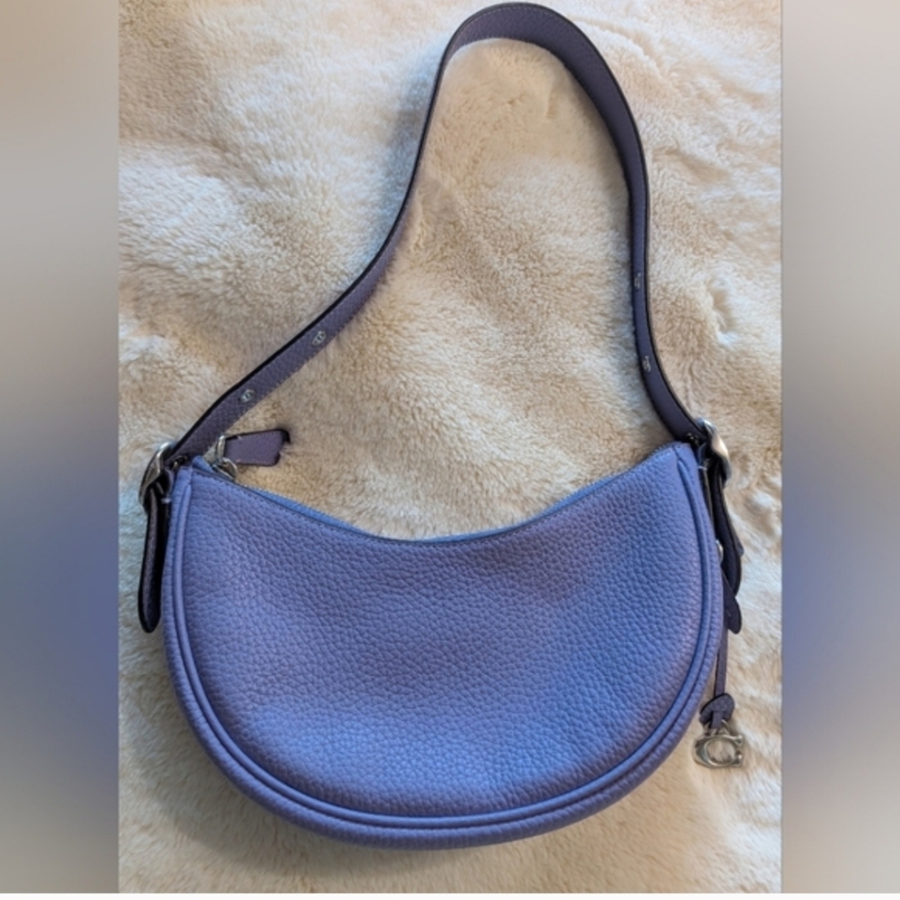 Coach Luna Lavender Pebble Leather Crescent Shoulder Bag